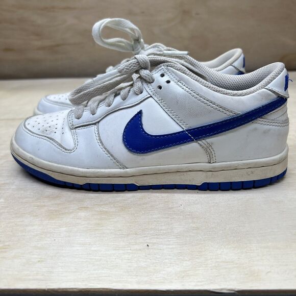 USED sz 4.5Y YOUTH Nike Dunk Low GS Summit White/Hyper Royal Blue DH9765-105 - Picture 3 of 8